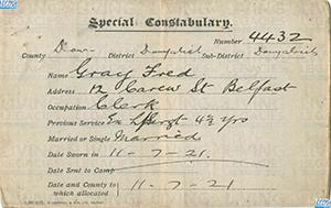 ID1219 - Artefact relating to - Rifleman Frederick Gray, 1st Battalion Royal Irish Rifles